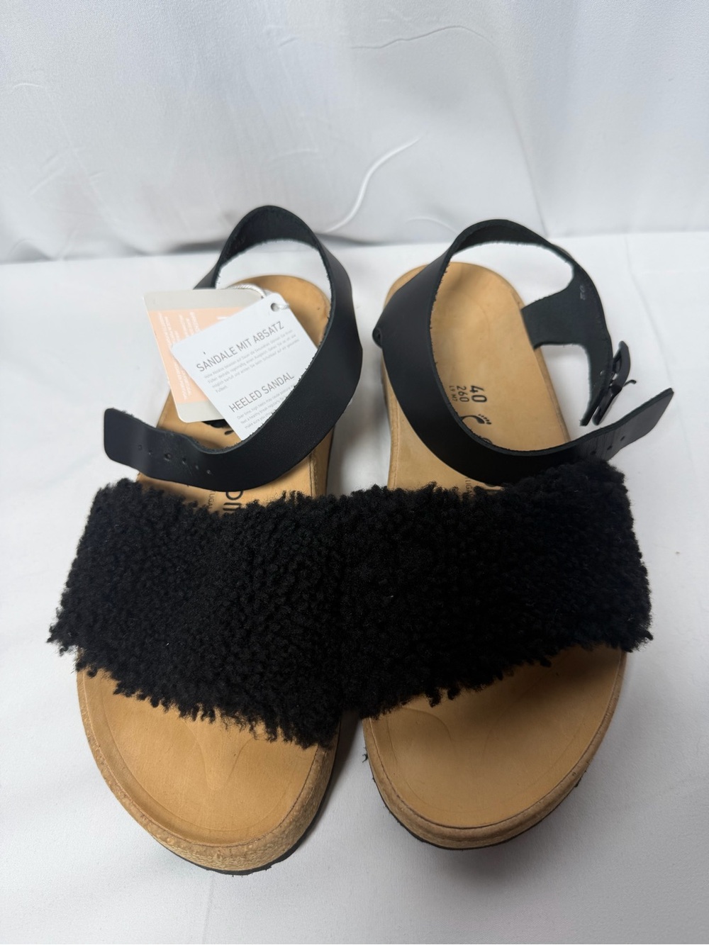 Birkenstock Papillio Black Furry Strap Sandals for Women